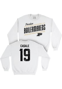 Mattea Casale Purdue Boilermakers Mens White NIL Slant Player Crew