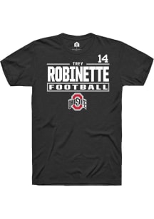 Trey Robinette Ohio State Buckeyes Black Football NIL Stacked Box Short Sleeve Player T Shirt