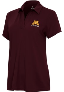 Antigua Minnesota Golden Gophers Womens Maroon Football Era Short Sleeve Polo Shirt