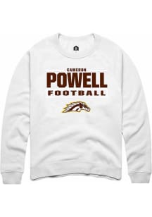 Cameron Powell Western Michigan Broncos Mens White Football NIL Stacked Box Player Crew