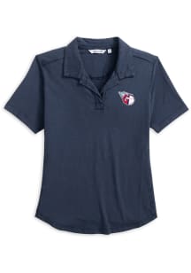 Johnnie O Cleveland Guardians Womens Navy Blue Coastal Short Sleeve Polo Shirt