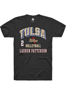 Lauren Patterson Tulsa Golden Hurricane Black NIL Arch Logo Short Sleeve Player T Shirt