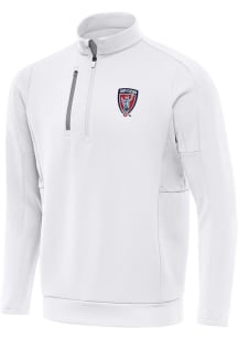 Antigua Indy Eleven Mens White Generation Long Sleeve Qtr Zip Pullover