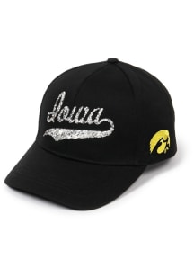 Iowa Hawkeyes Black Bling Ponyback Womens Adjustable Hat