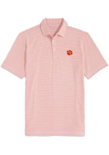 Vineyard Vines Clemson Tigers Mens Orange Bradley Stripe Short Sleeve Fashion Polo