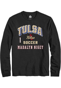 Madalyn Nigey Tulsa Golden Hurricane Black NIL Arch Logo Long Sleeve Player T Shirt