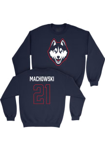 Nils Machowski  Campus Ink UConn Huskies Youth Navy Blue NIL Legacy Long Sleeve Crew Sweatshirt