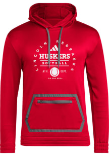 Adidas Nebraska Cornhuskers Mens   Long Sleeve Hoodie