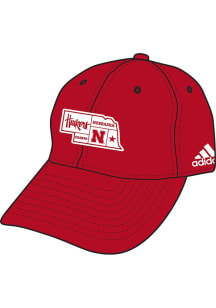 Adidas Nebraska Cornhuskers State Shape Adjustable Hat -