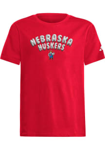 Adidas Nebraska Cornhuskers Youth Red Balloon letters Short Sleeve T-Shirt