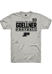 Sam Goellner Purdue Boilermakers Ash Football NIL Stacked Box Short Sleeve Player T Shirt