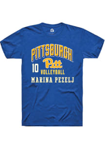 Marina Pezelj Pitt Panthers Blue NIL Arch Logo Short Sleeve Player T Shirt