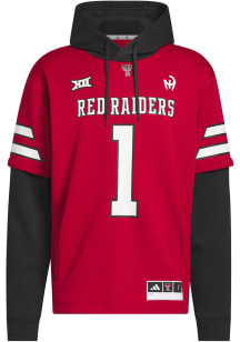 Adidas Texas Tech Red Raiders Mens Red Football Jersey Long Sleeve Hoodie
