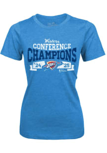 Oklahoma City Thunder Womens Blue 2025 Conference Champs Short Sleeve T-Shirt