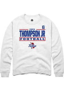 Chris Thompson Jr Tulsa Golden Hurricane Mens White Football NIL Stacked Box Player Crew