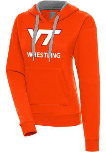 Antigua Virginia Tech Hokies Womens Orange Wrestling Victory Hooded Sweatshirt
