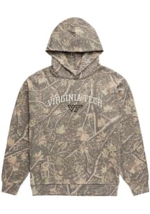 Uscape Virginia Tech Hokies Mens Natural Camo Back Bay Camo Long Sleeve Hoodie