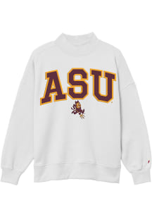 Arizona State Sun Devils Womens White Diana Mock Neck Crew Sweatshirt