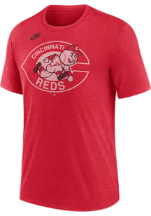 Nike Cincinnati Reds Red Cooperstown Logo Triblend Short Sleeve Fashion T Shirt