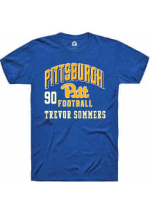 Trevor Sommers Pitt Panthers Blue Football NIL Arch Logo Short Sleeve Player T Shirt