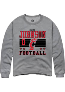 Isaiah Johnson Cincinnati Bearcats Mens Grey Football NIL Striped Player Crew