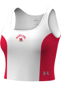 Under Armour Maryland Terrapins Womens White Armourfuse Crop Tank Top