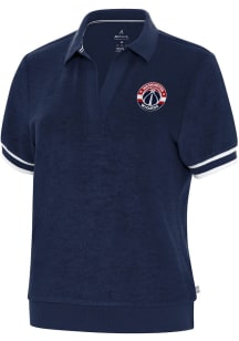 Antigua Washington Wizards Womens Navy Blue Favorite Short Sleeve Polo Shirt