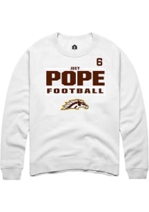 Joey Pope Western Michigan Broncos Mens White Football NIL Stacked Box Player Crew