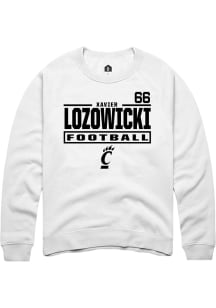 Xavier Lozowicki Cincinnati Bearcats Mens White Football NIL Stacked Box Player Crew