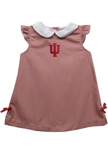 Vive La Fete Indiana Hoosiers Toddler Girls Crimson Gingham Short Sleeve Dress