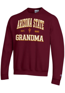 Champion Arizona State Sun Devils Mens Maroon Est. Date Grandma Powerblend Long Sleeve Crew Sweats..
