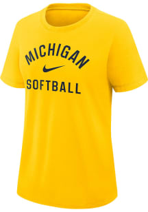 Nike Michigan Wolverines Womens Yellow Dugout Early Work Short Sleeve T-Shirt