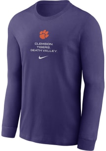 Nike Clemson Tigers Purple DriFit Sideline Practice Long Sleeve T Shirt