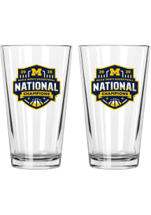Michigan Wolverines MBB National Champs 2026 2 Pack 16oz Pint Glass - Navy Blue