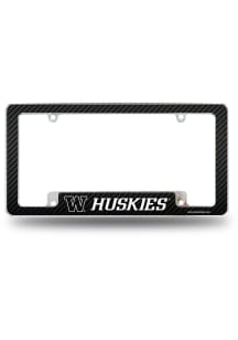 Washington Huskies Carbon Fiber All Over Chrome License Plate Frame - Silver