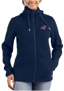 Cutter and Buck Carolina Panthers Womens Navy Blue Americana Epic Comfort Full Zip Light Weight Ja..