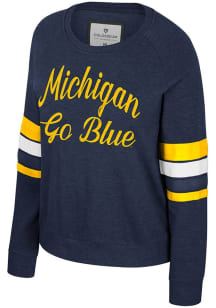 Colosseum Michigan Wolverines Womens Navy Blue Poppy Crew Sweatshirt