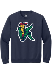 Summit Sportswear Cedar Rapids Kernels Mens Navy Blue Primary Logo Long Sleeve Crew Sweatshirt