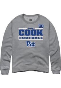 Denim Cook Pitt Panthers Mens Graphite Football NIL Stacked Box Player Crew
