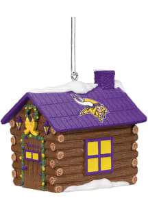 Minnesota Vikings Resin Log Cabin Ornament - Purple