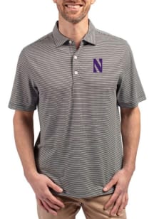 Cutter and Buck Northwestern Wildcats Black Forge Double Stripe Big and Tall Polo