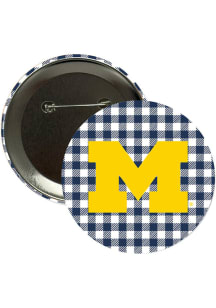 Michigan Wolverines 3" Plaid Button - Blue
