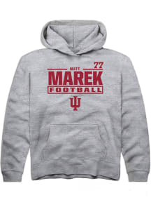 Matt Marek Rally Indiana Hoosiers Youth NIL Stacked Box Long Sleeve Player Hoodie Grey