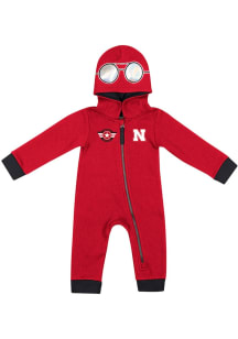 Colosseum Nebraska Cornhuskers Baby Red Primary Logo Long Sleeve One Piece