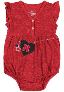 Colosseum Nebraska Cornhuskers Baby Red Primary logo Short Sleeve One Piece