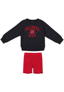 Colosseum Nebraska Cornhuskers Toddler Girls Primary Logo Top and Bottom Set Red