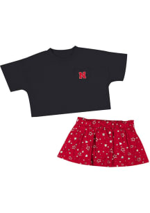 Colosseum Nebraska Cornhuskers Toddler Girls Primary logo Top and Bottom Set Red
