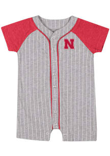 Colosseum Nebraska Cornhuskers Baby Grey Primary Logo Short Sleeve One Piece