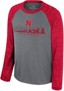 Colosseum Nebraska Cornhuskers Youth Charcoal Primary Logo Long Sleeve T-Shirt
