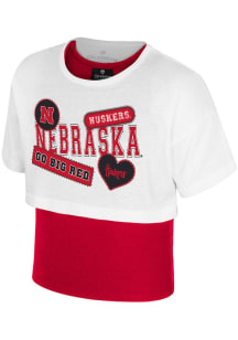 Colosseum Nebraska Cornhuskers Girls Red Screenprint graphic Short Sleeve Fashion T-Shirt